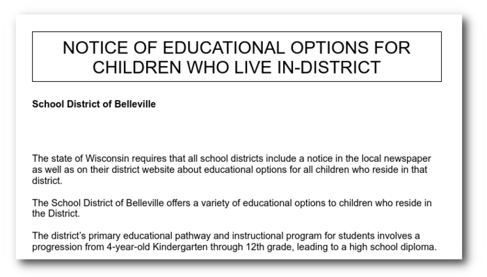 Notice of educational options graphic