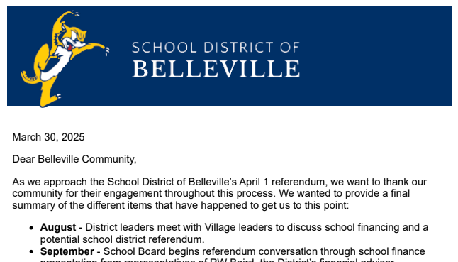 Referendum Update Letter - March 30, 2025