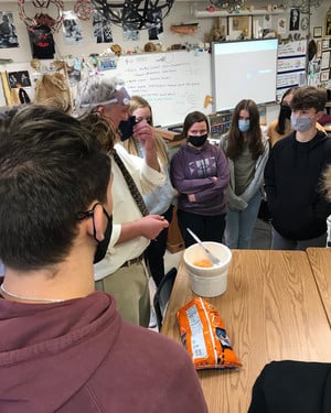 Students watching demo in science lab