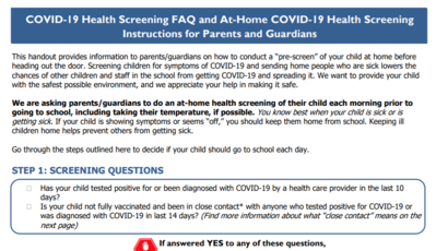 Health Screening Form